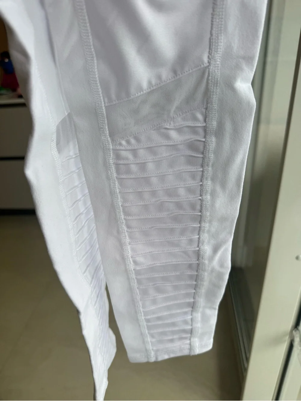 ALO Yoga White High-Waist Ribbed Panel Leggings